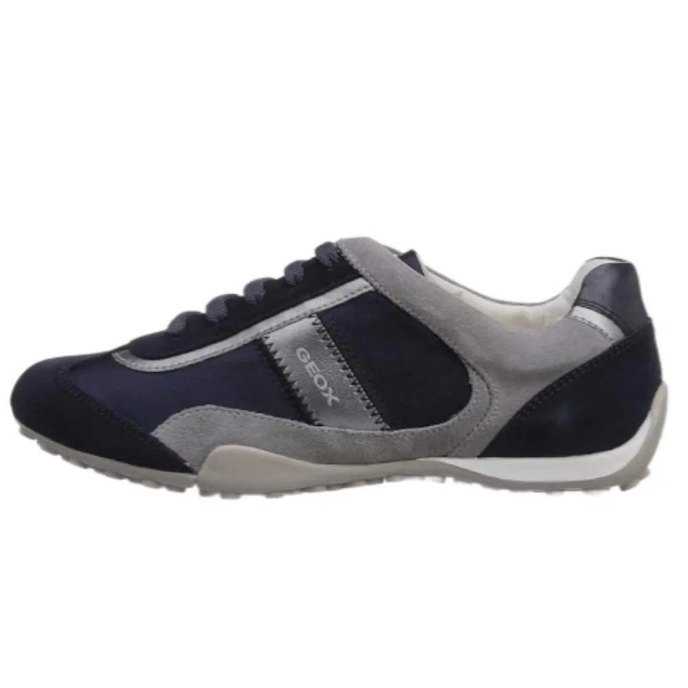 Geox D Snake B Navy Grey Canvas Suede Breathable Sneakers Women's 5 35 NEW BNIB
